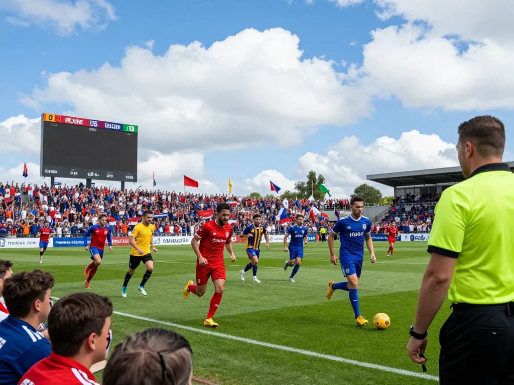 Exciting football match in progress showcasing live scores and dedicated fans, highlighting nowgoal's dynamic sports community.