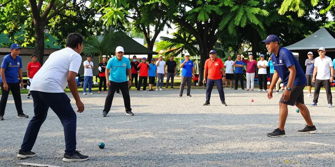 Petanque match at FOPI Kota Banjarmasin showcasing passion for outdoor sports.