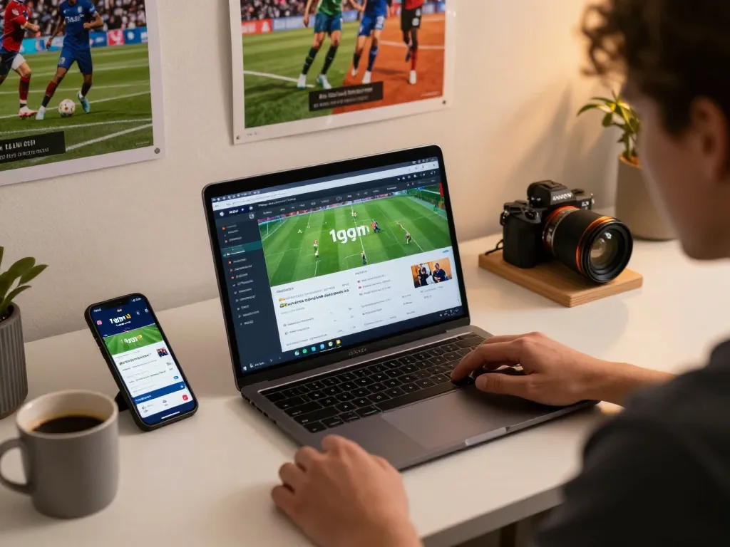 Person engaging with the 1gom sports betting platform at home, embodying strategic gambling excitement.