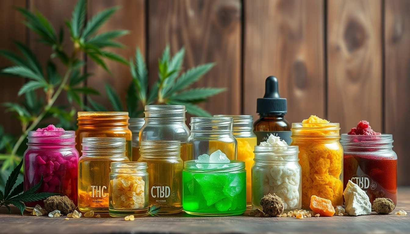 Showcasing THC & CBD Marijuana Concentrates IE in various forms, highlighting their unique textures.