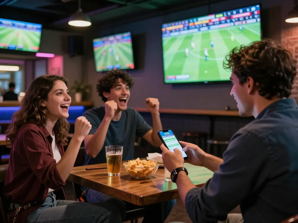 Person using Bongdalu mobile app to place sports bets while watching live football, capturing the excitement.