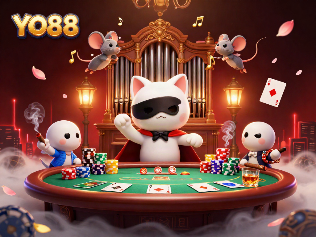 Experience thrilling poker action with YO88 in this vibrant 3D casino illustration full of excitement.