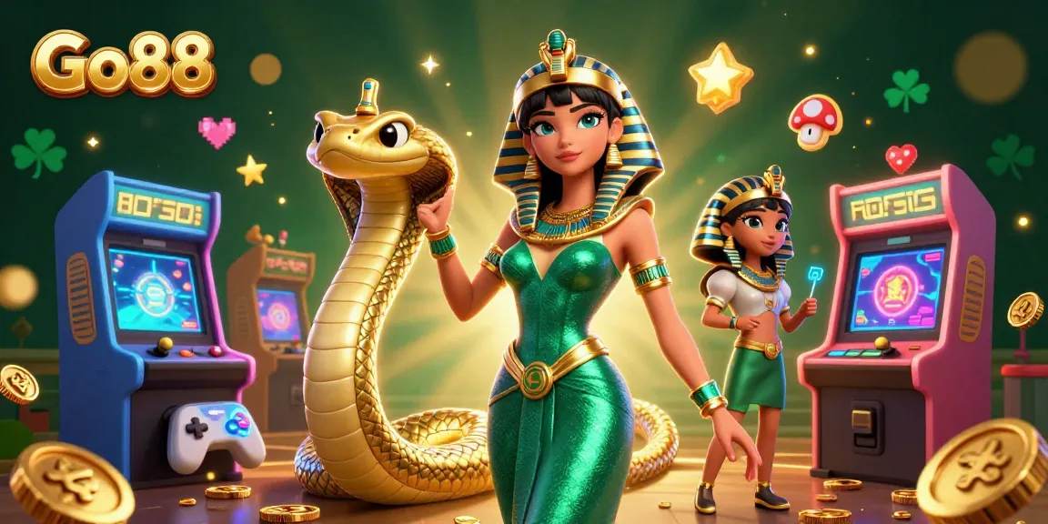 Experience thrilling wins at Go88, a vibrant online casino with 3D game machines and festive decorations.