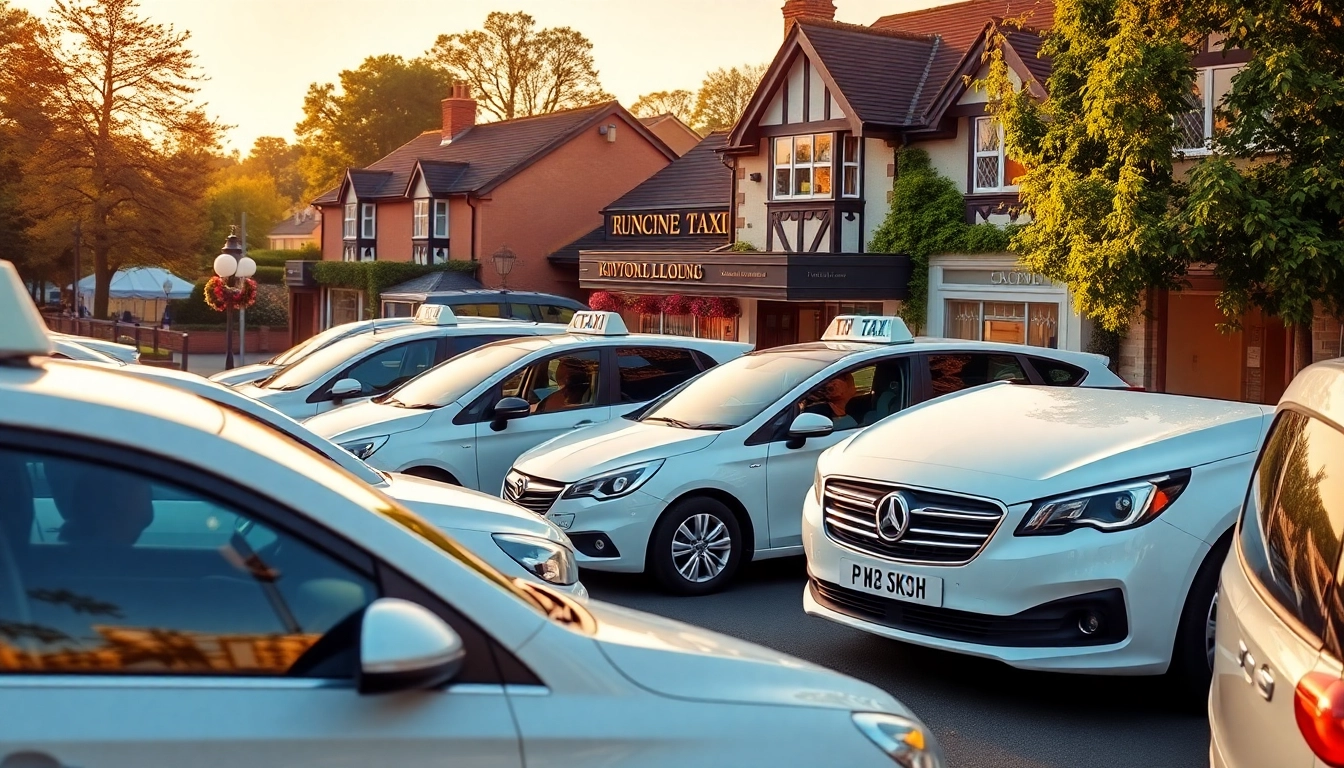 Taxi service in Pyrford featuring a modern fleet in a vibrant community setting.
