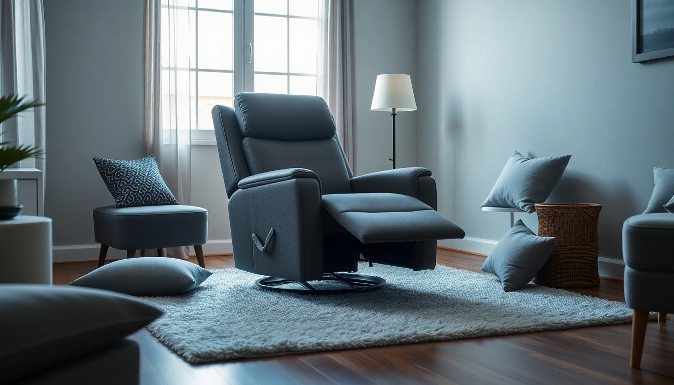 Experience comfort with power lift recliners with heat and massage in a serene living room setting.