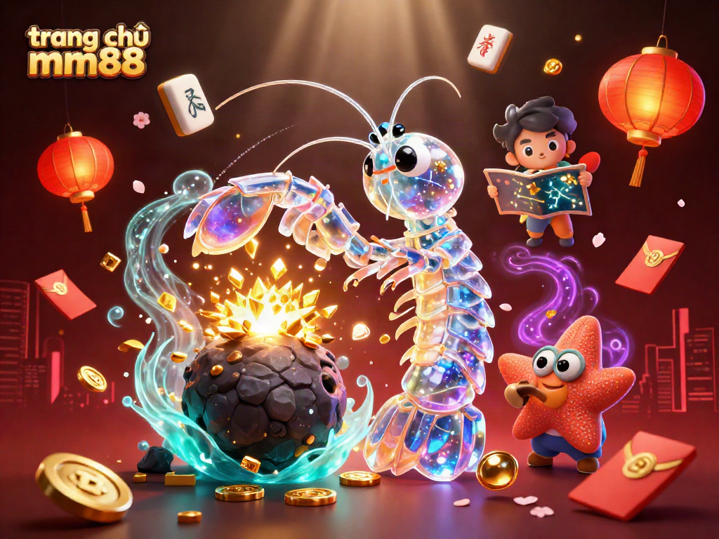 Experience the excitement of trang chủ mm88 with a vibrant 3D gaming scene featuring galactic characters and casino elements