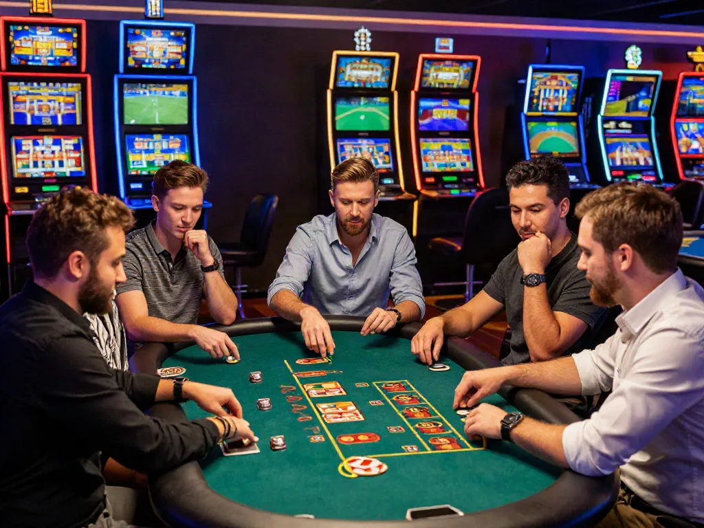 LU88 players enjoying a dynamic gaming experience at https://lu88.vote/ with lively atmosphere and neon lights.