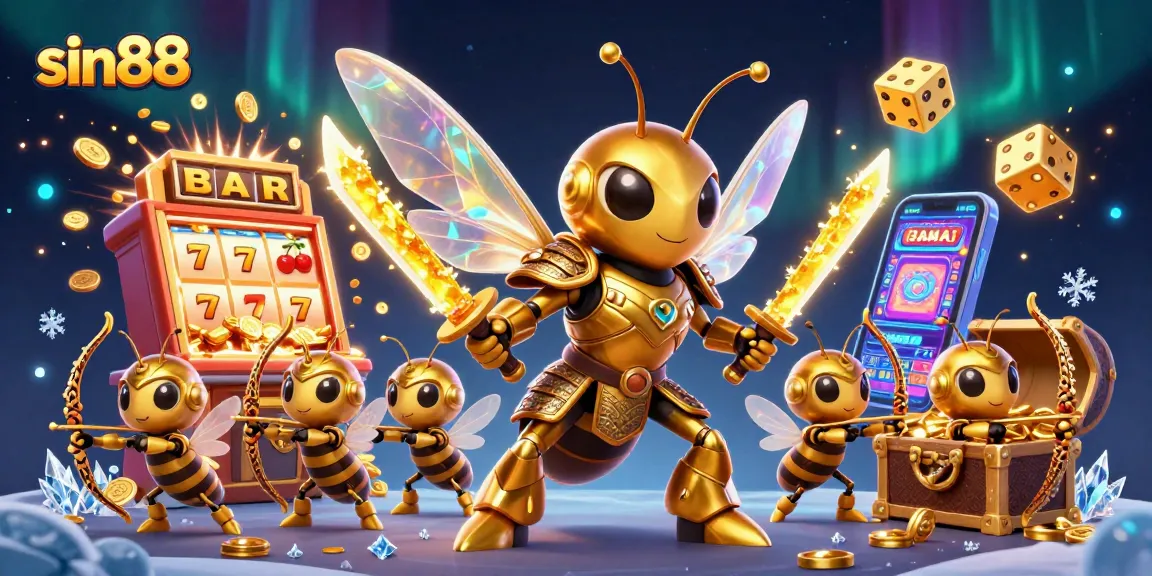 Experience winning with sin88's vibrant 3D online casino scene showcasing exciting slot action and dynamic game elements.