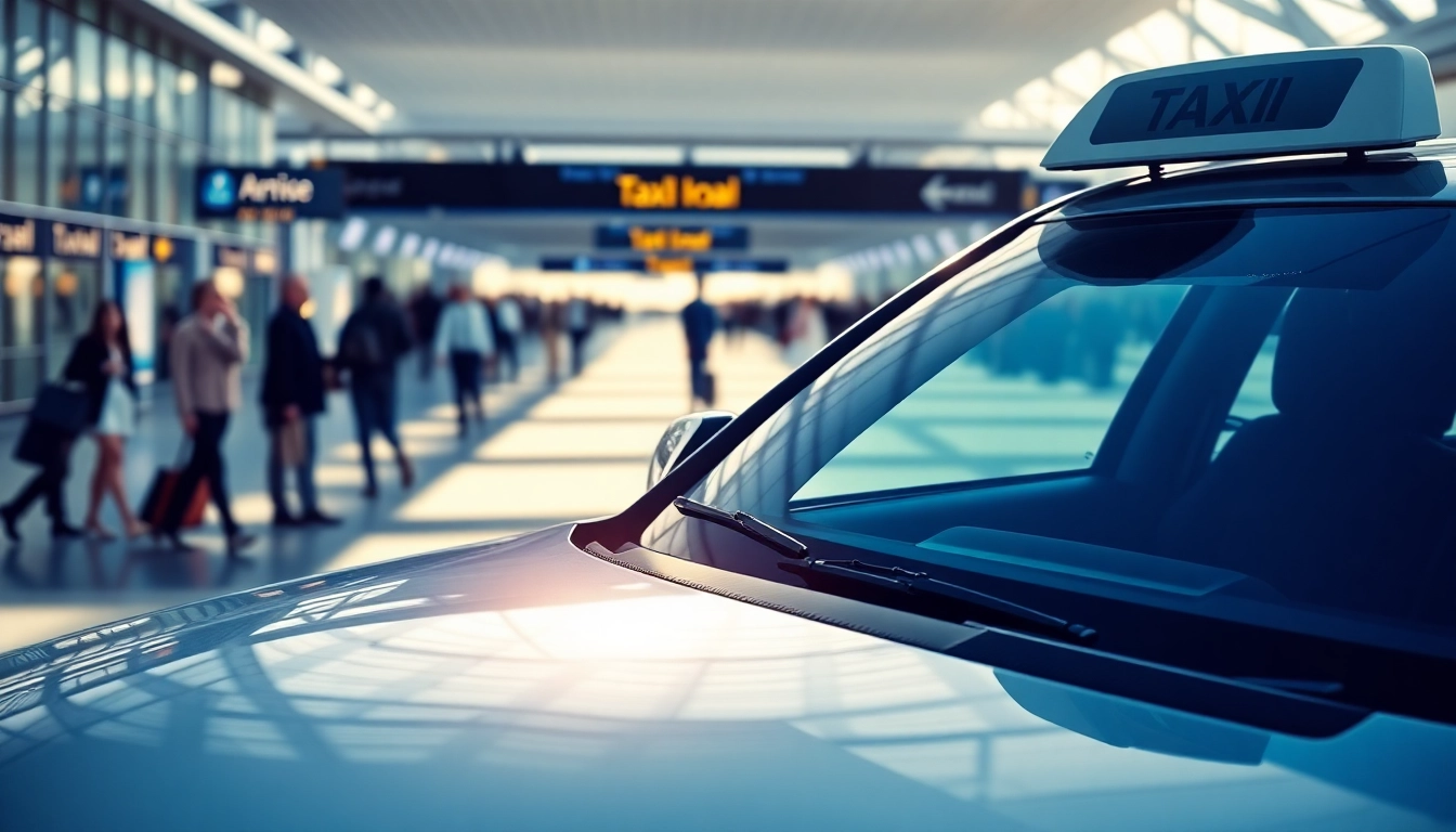 Taxi service facilitating travelers at Heathrow Airport with a welcoming scene.