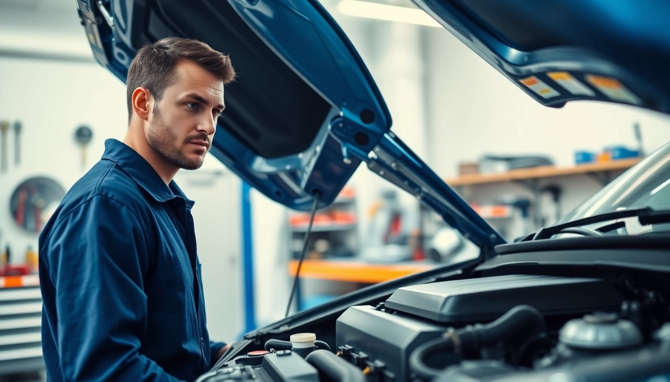 Technician inspecting an engine, emphasizing the importance of an extended auto warranty.