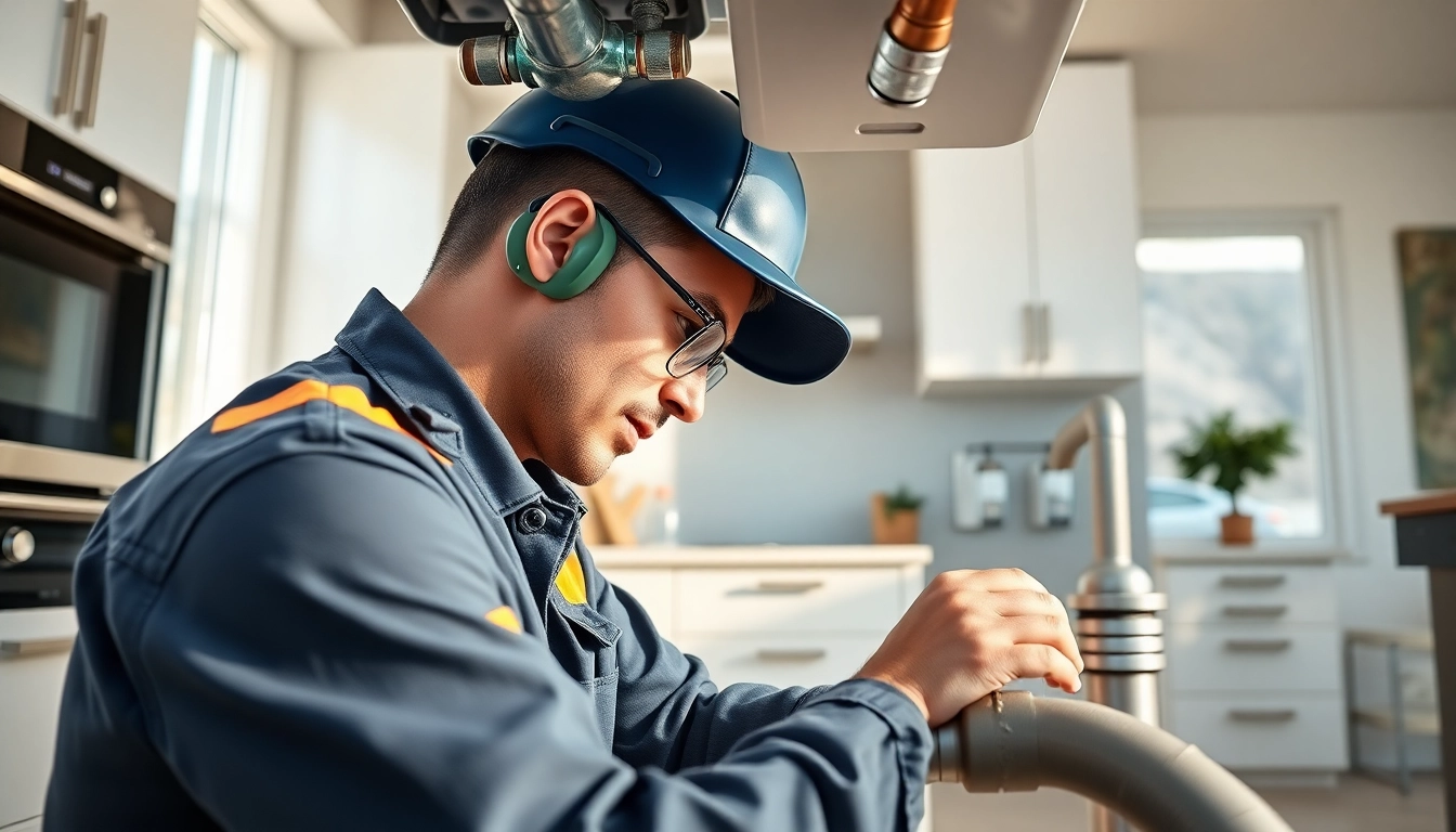 Whole house repiping services Tampa demonstrated by a skilled plumber in a modern kitchen.