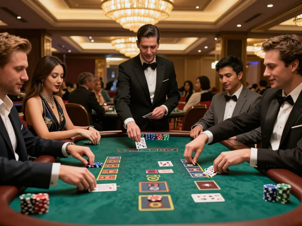 Engaged players at mm88's blackjack table strategizing for a winning edge.