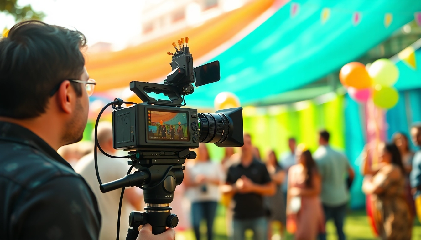 Capturing vibrant video capture of a joyous celebration by a professional videographer outdoors.