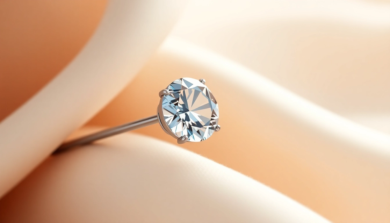 Showcase a sparkling diamond nose pin reflecting light, symbolizing elegance and luxury.