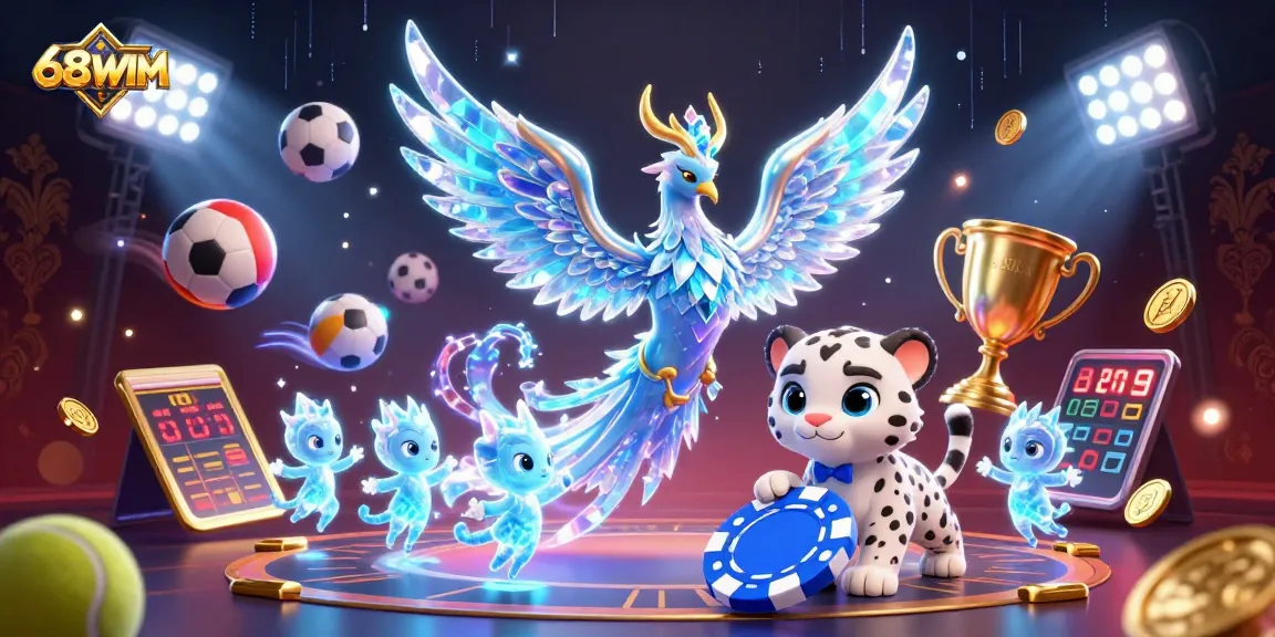 Experience thrilling gameplay with 68WIM showcasing vibrant characters in a dynamic casino atmosphere.