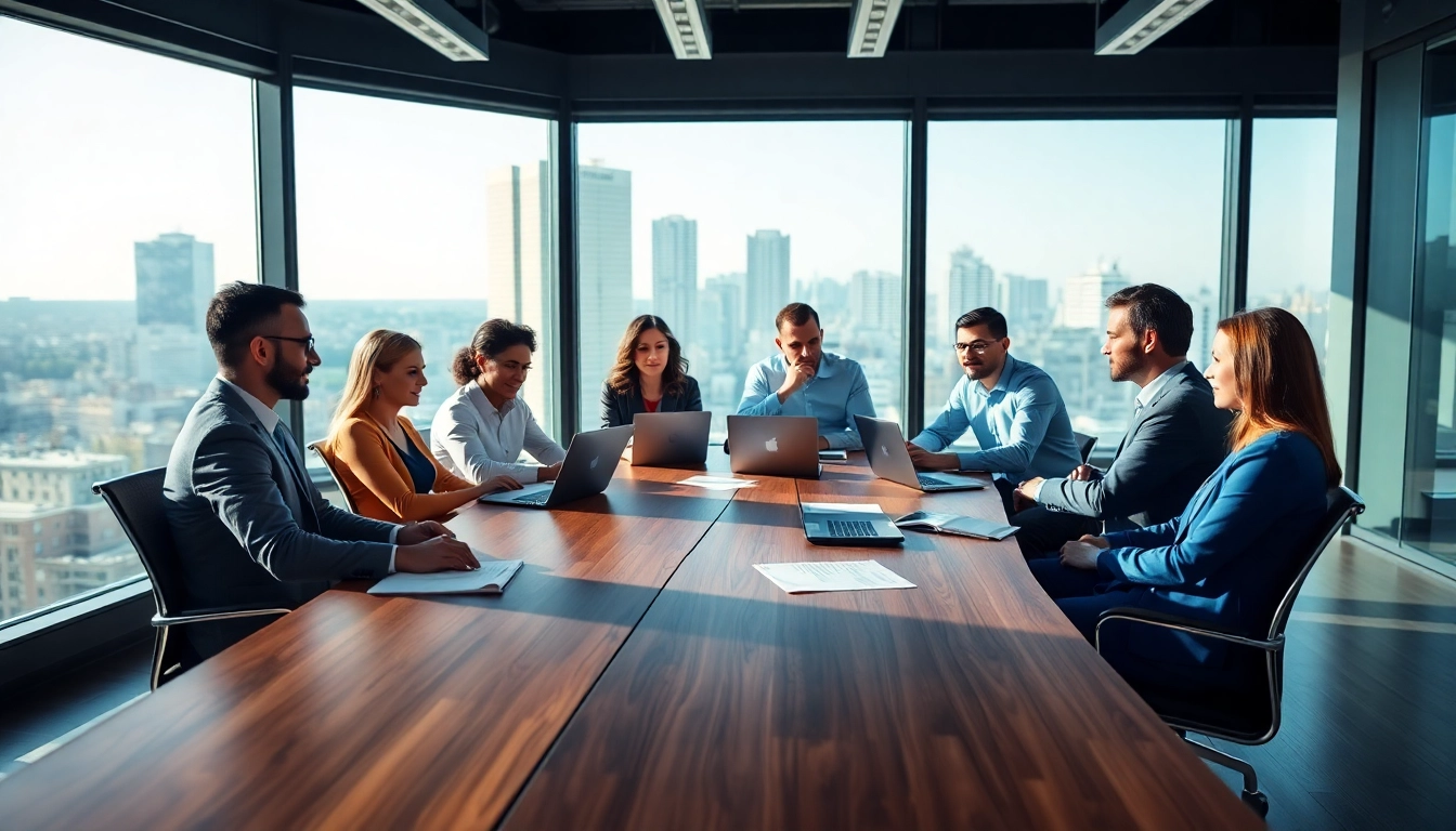 Engaged team discussing Federal and State contracts and grants in a bright office.