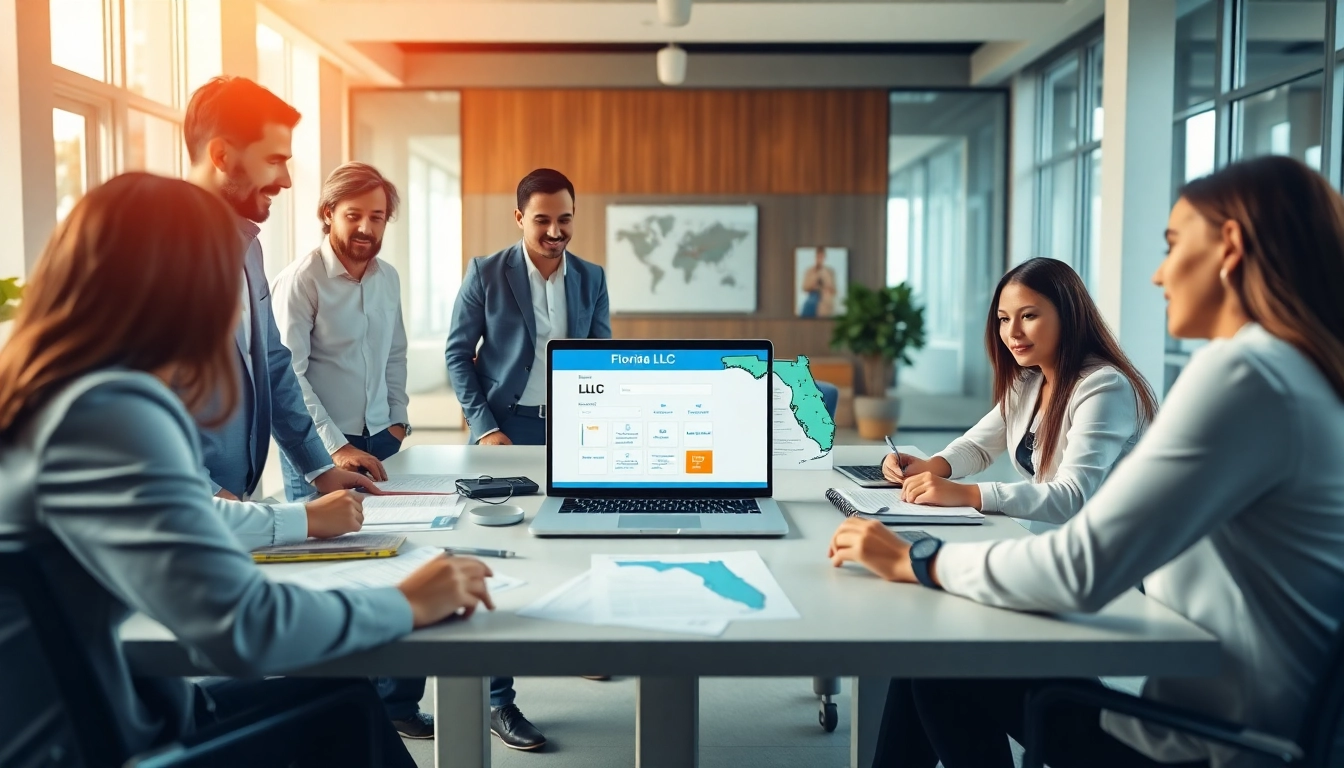 Register Florida LLC process with professionals collaborating in a modern office.