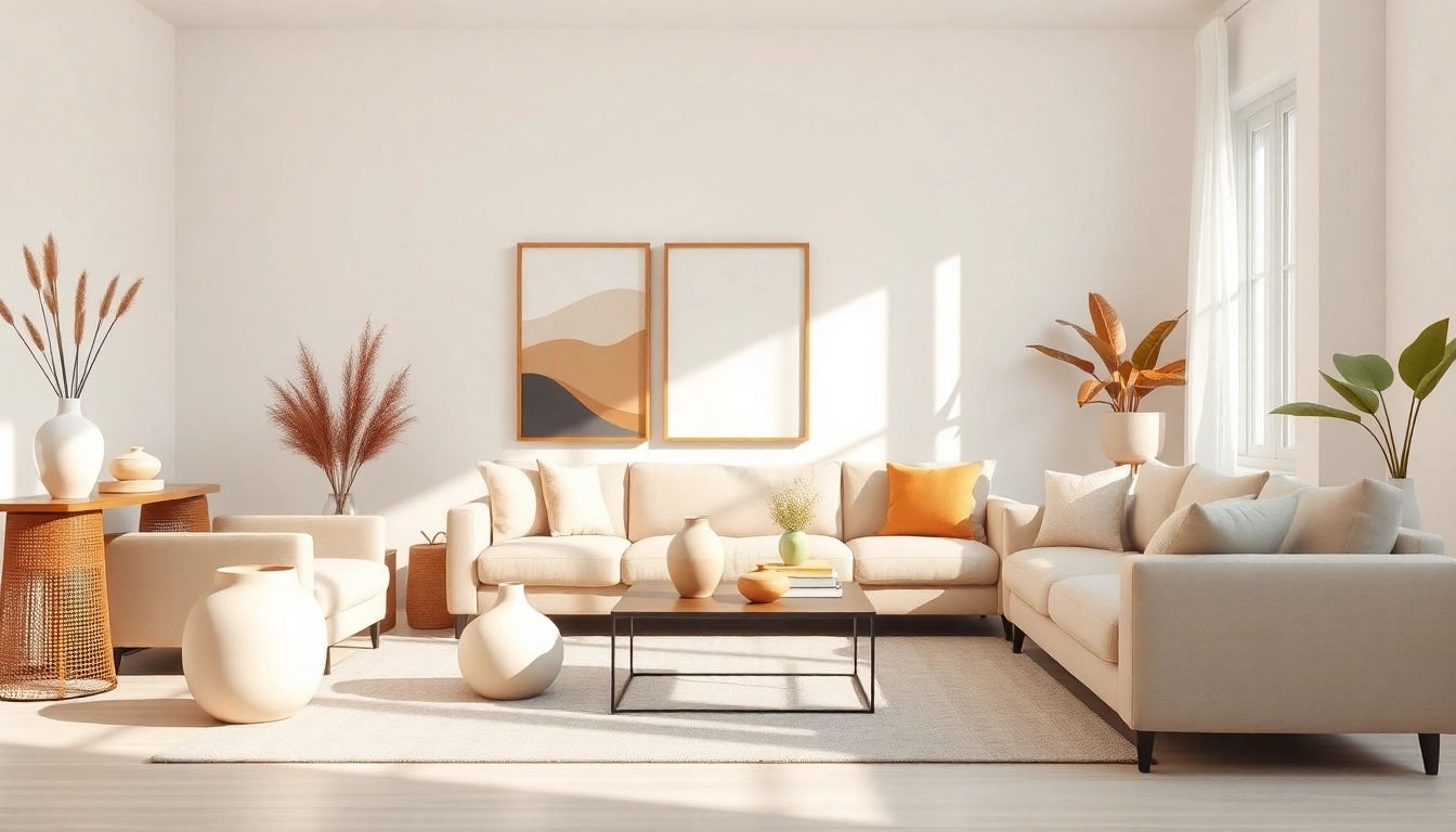 Showcase of furniture accessories from a Furniture Accessories Supplier in a bright, stylish living area.