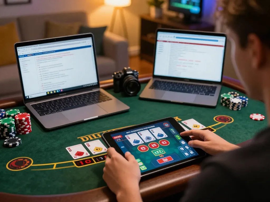 Engage in responsible online gambling with 79win playing live dealer blackjack on a tablet
