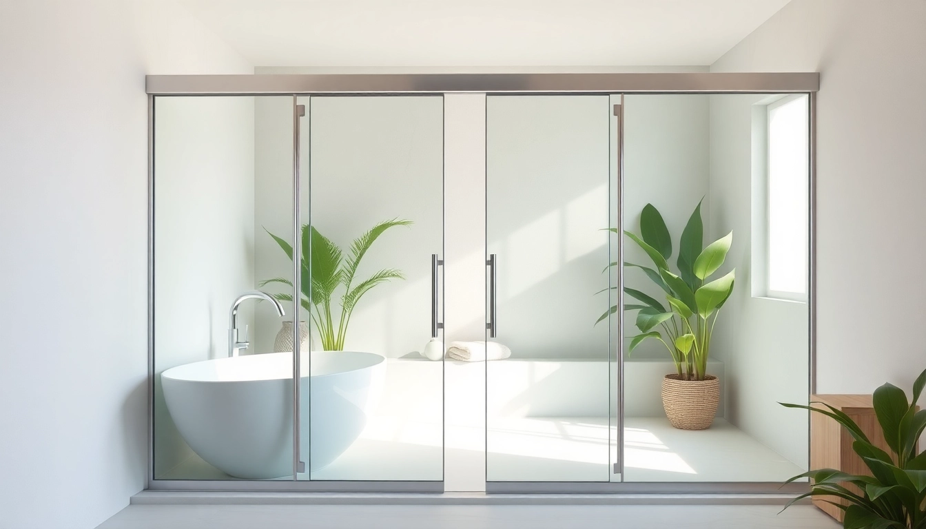 Experience the elegance of shower doors sliding in a modern bathroom with sleek glass design.