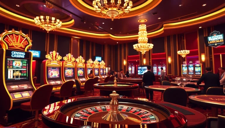 Players enjoying the online gaming experience on https://7hh.games/ with vibrant slot machines and a roulette wheel.