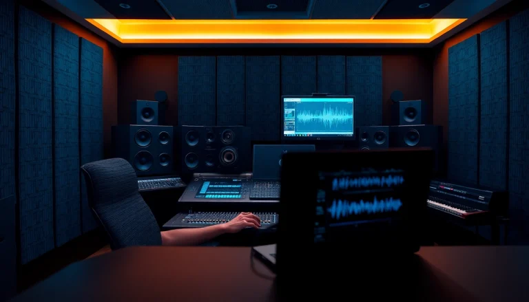 Enhancing music quality with professional online mastering services in a modern studio.