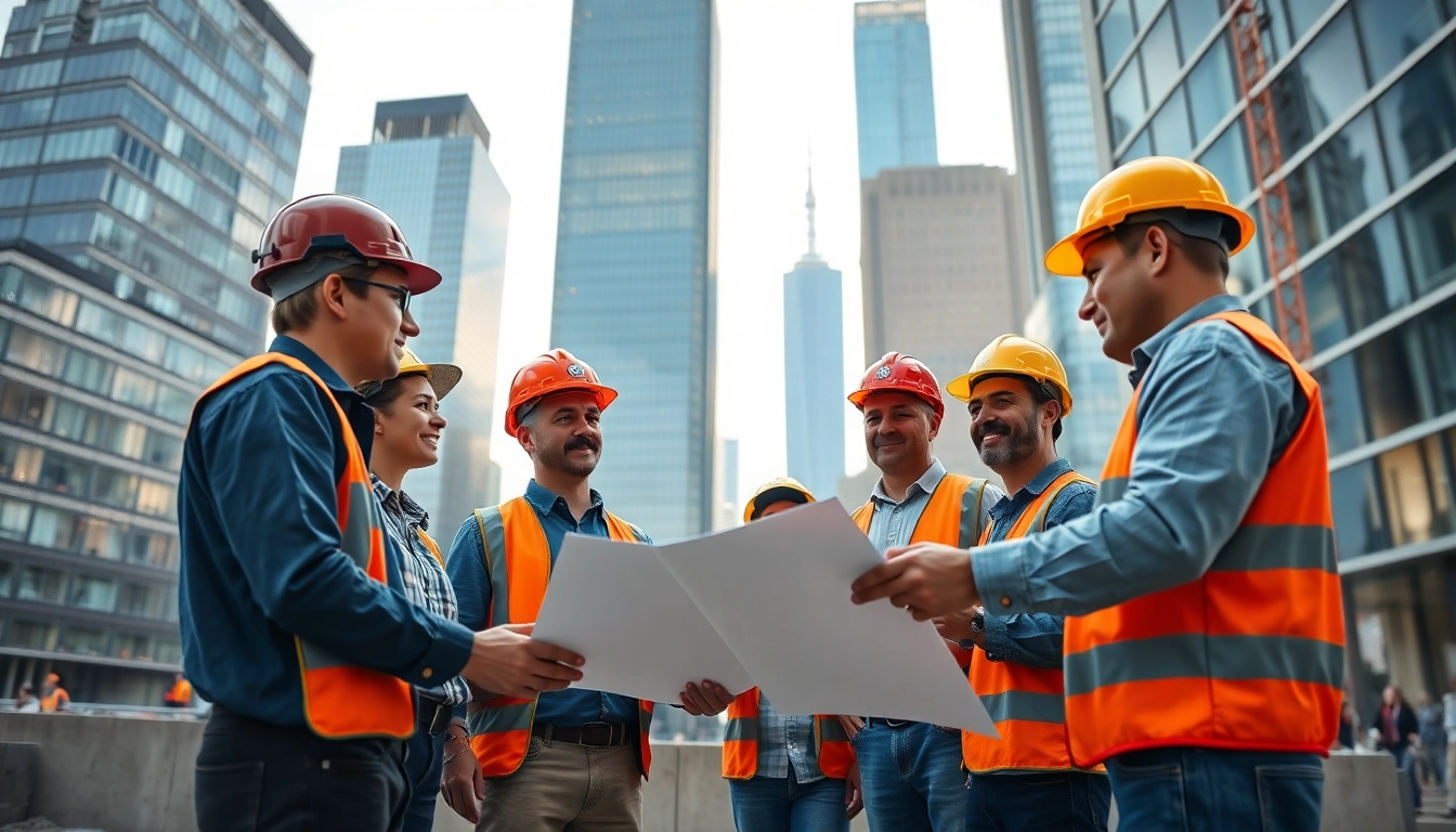 New York City Commercial General Contractor team collaborating on high-rise construction project.