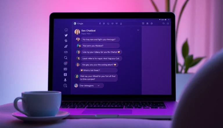Engaging interface of a sex chat AI chatbot in a cozy digital setting