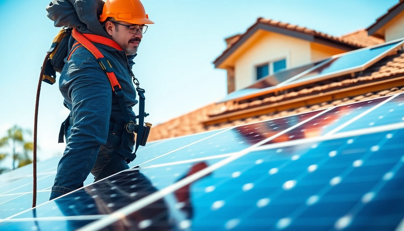 Piped Up solar panel technician expertly installing on a residential roof, showcasing green energy solutions.