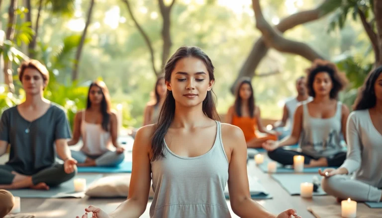 Individuals engaging in mindful practices for enhanced mental wellness in a tranquil setting.