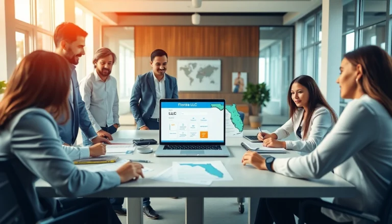 Register Florida LLC process with professionals collaborating in a modern office.