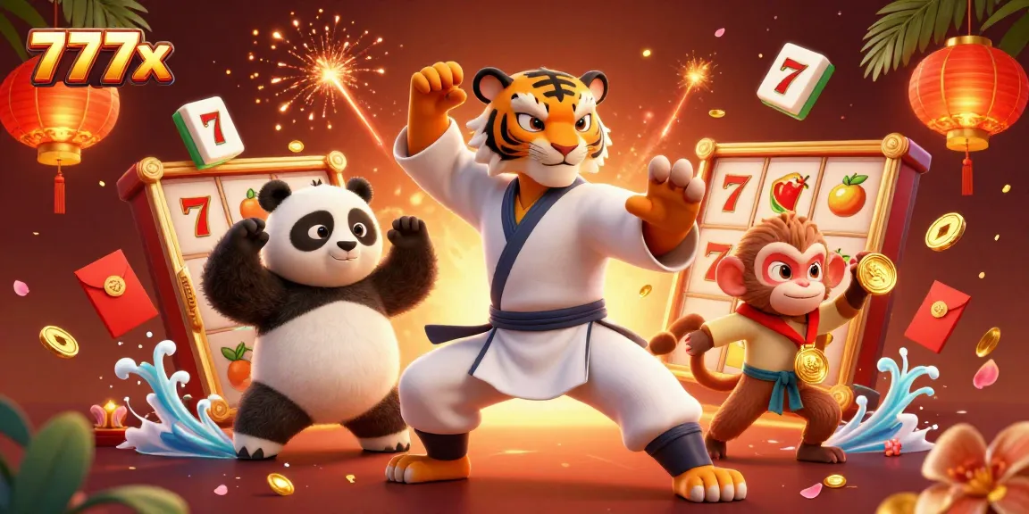Experience exciting wins at 777x with vibrant characters and game elements in a captivating casino scene.