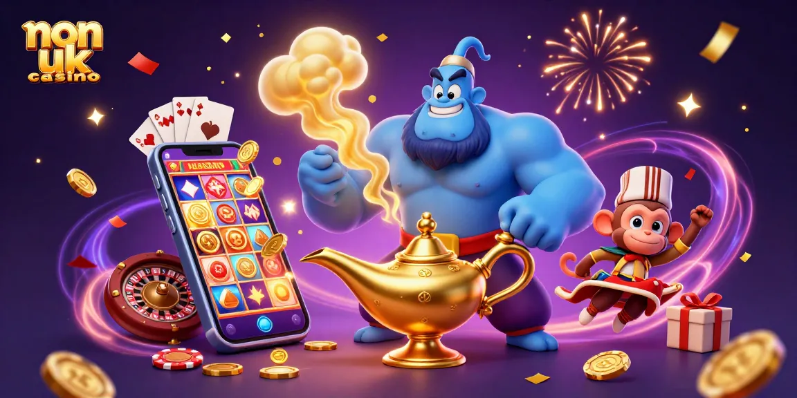 Engage with exciting non UK casino gaming featuring a genie and magic elements.