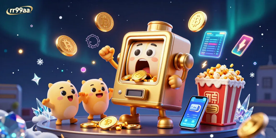 Experience thrilling wins with the rr99aa slot machine as it celebrates a jackpot, pouring coins and joining vibrant game elements.