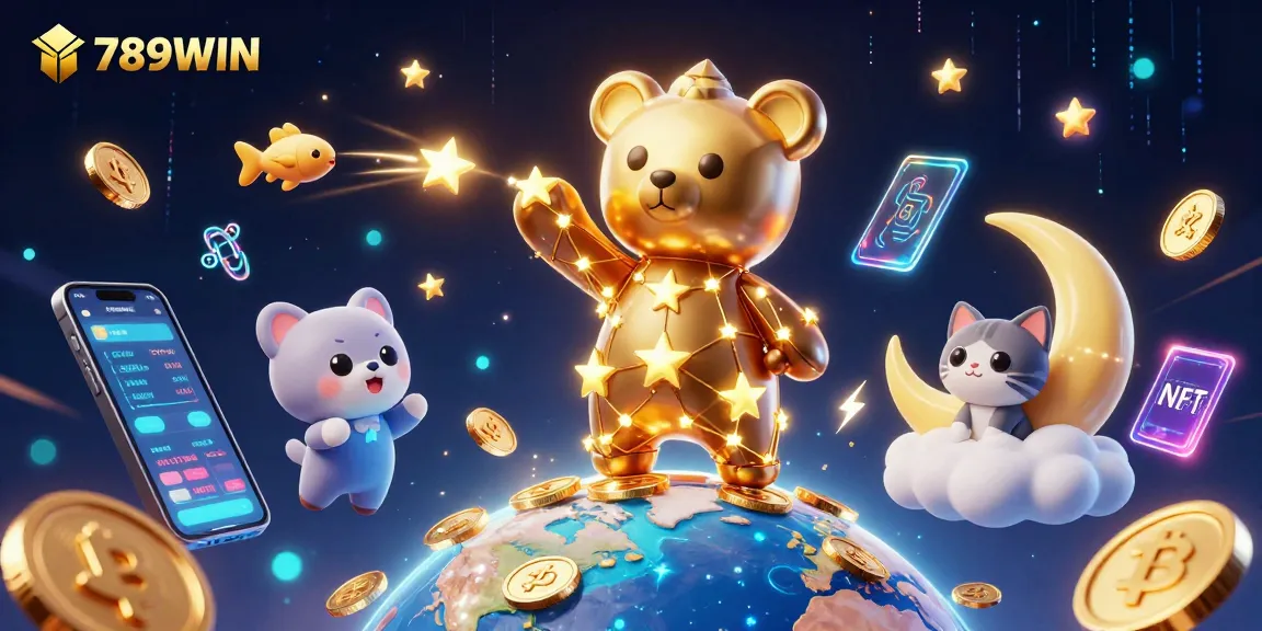 Play exciting games at 789WIN with immersive visuals and jackpot rewards in a vibrant 3D illustration.