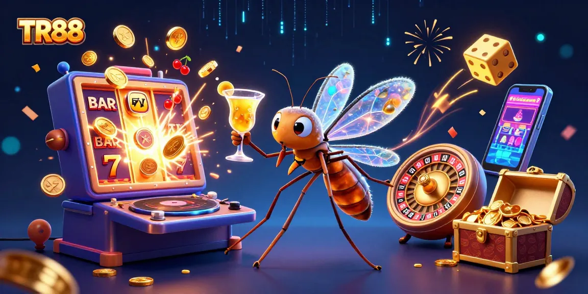 Celebrate gaming excitement with TR88 as a vibrant scene showcases casino fun and unique characters.